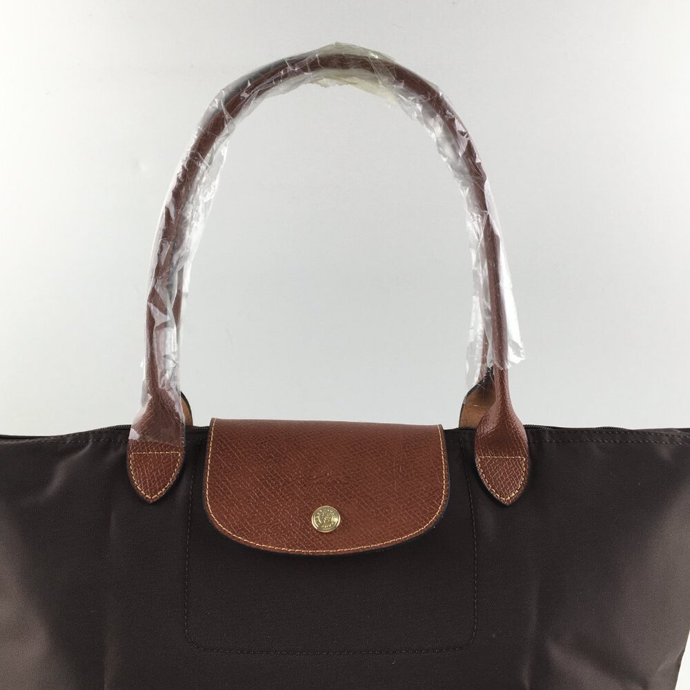 Longcham Green Pliage large Tote Bag in Ebony brown color - Picture 5 of 13